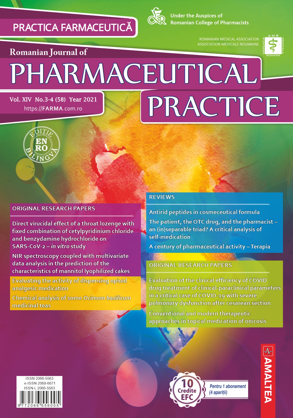 Romanian Journal of Pharmaceutical Practice - Practica Farmaceutica, Vol. XIV, No. 3-4 (58), 2021