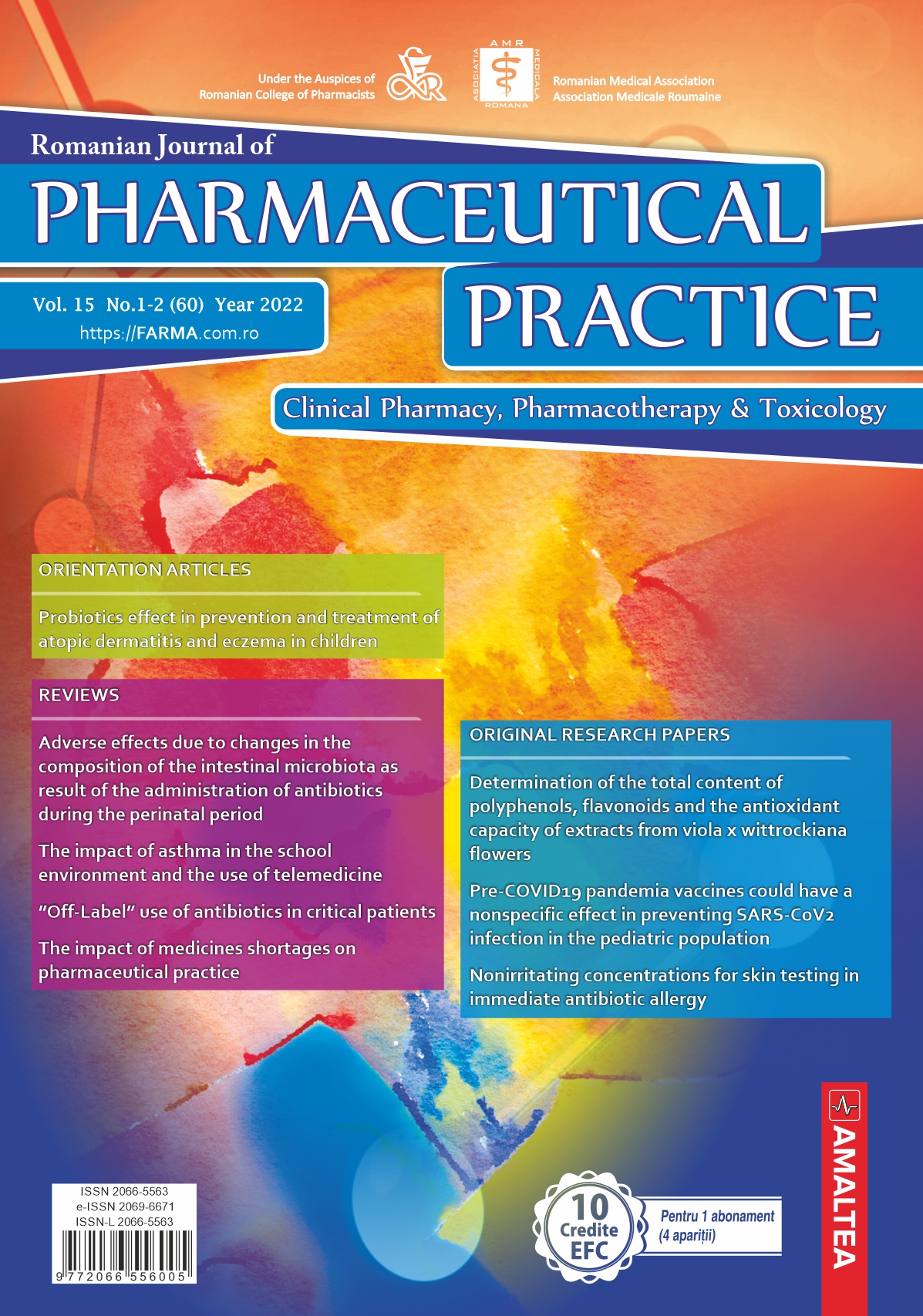 Romanian Journal of Pharmaceutical Practice - Practica Farmaceutica, Vol. 15, No. 1-2 (60), 2022