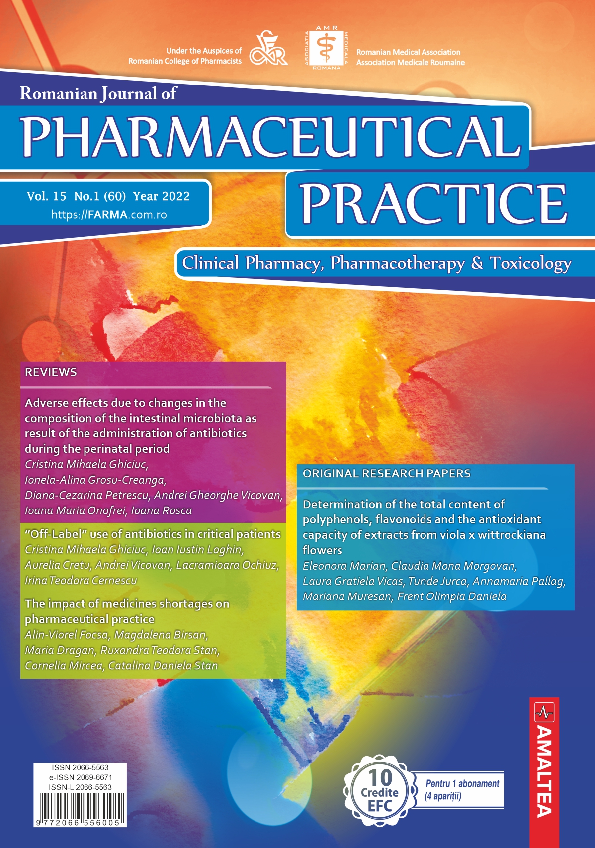 Romanian Journal of Pharmaceutical Practice - Practica Farmaceutica, Vol. 15, No. 1 (60), 2022