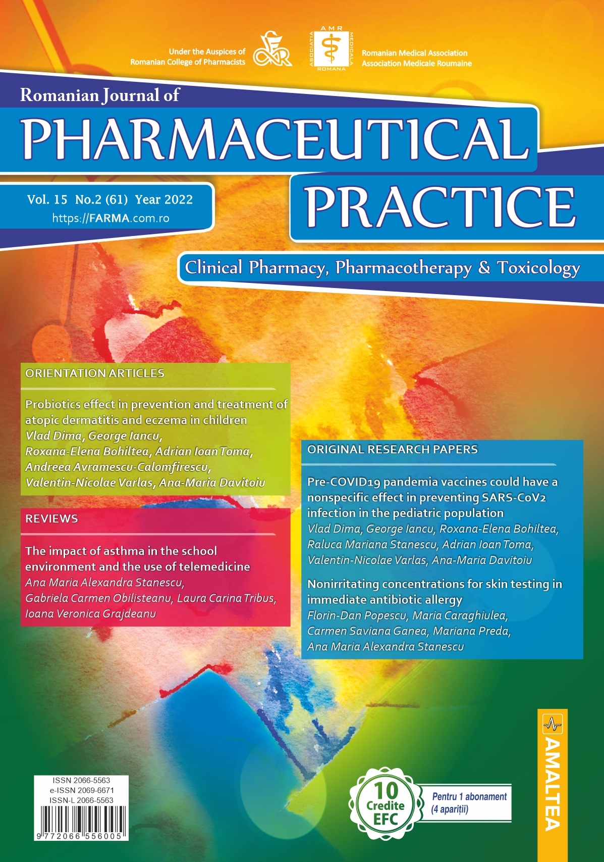 Romanian Journal of Pharmaceutical Practice - Practica Farmaceutica, Vol. 15, No. 2 (61), 2022